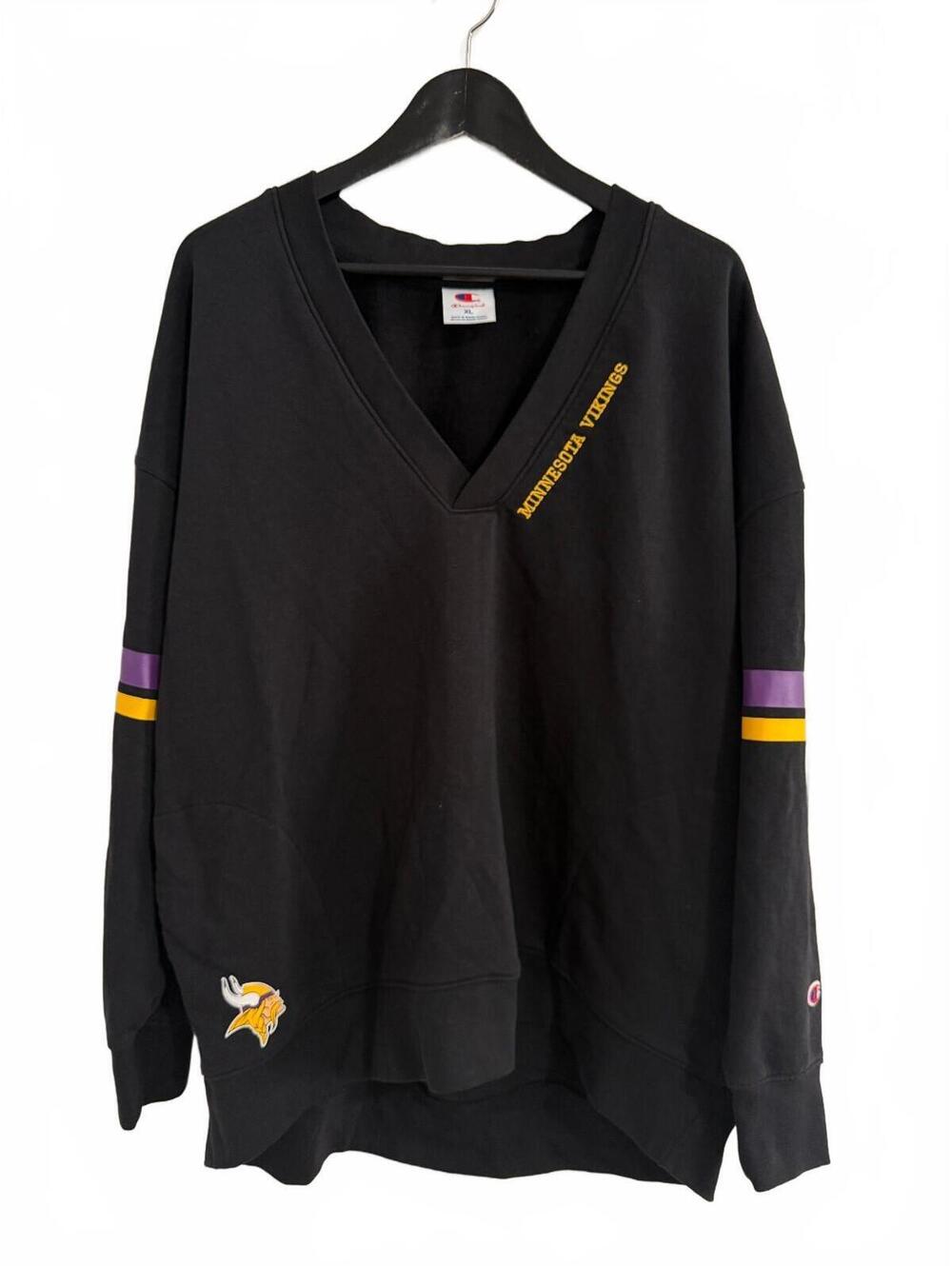 Minnesota Vikings Champion Brand V-Neck Sweater Size XL